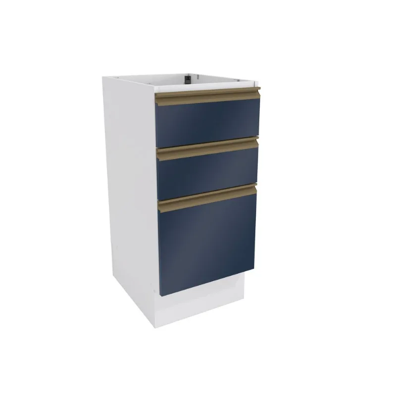 Balcão 3 Gavetas Kappesberg Celeste 100% MDF Branco/Azul Profundo 40cm