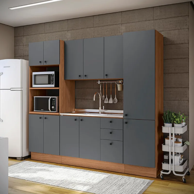 Cozinha Modulada Pixel Kappesberg Tapajós/Cinza Sagrado 240cm
