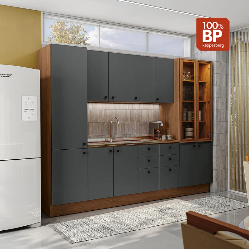 Cozinha Modulada Pixel Kappesberg Tapajós/Cinza Sagrado 280cm