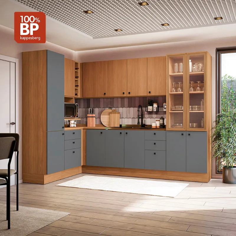 Cozinha Modulada Pixel Kappesberg Tapajós/Cinza Sagrado/Tapajós 456cm