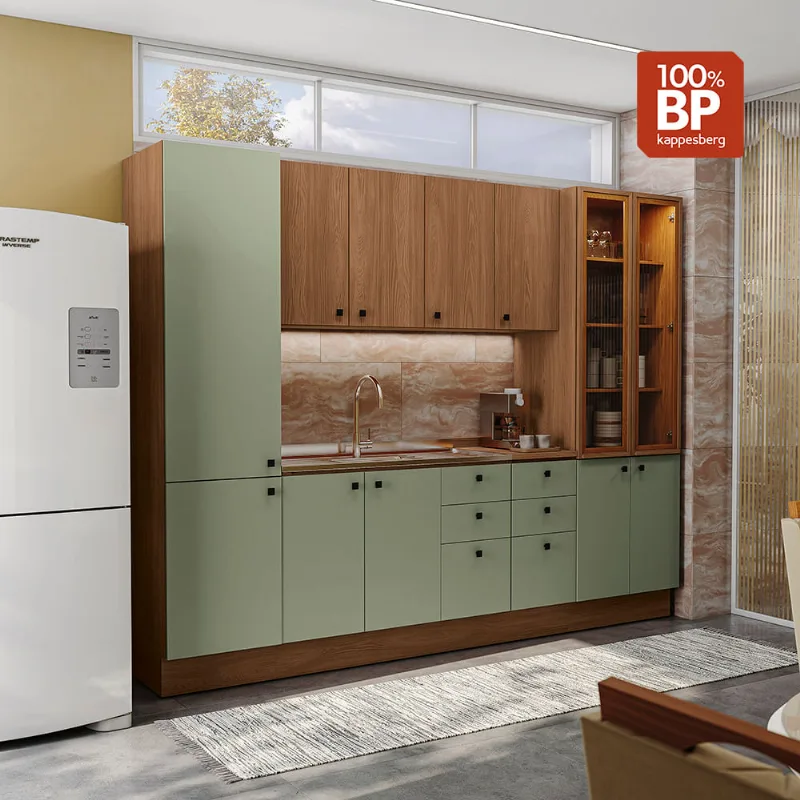 Cozinha Modulada Pixel Kappesberg Tapajós/Verde Frevo/Tapajós 280cm