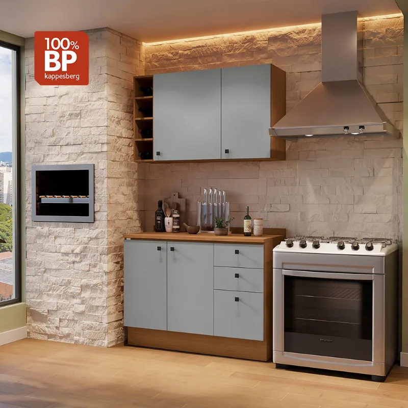 Armário de Cozinha Compacta Garrafeiro 120cm Tapajós/Cinza Sagrado Pixel Kappesberg
