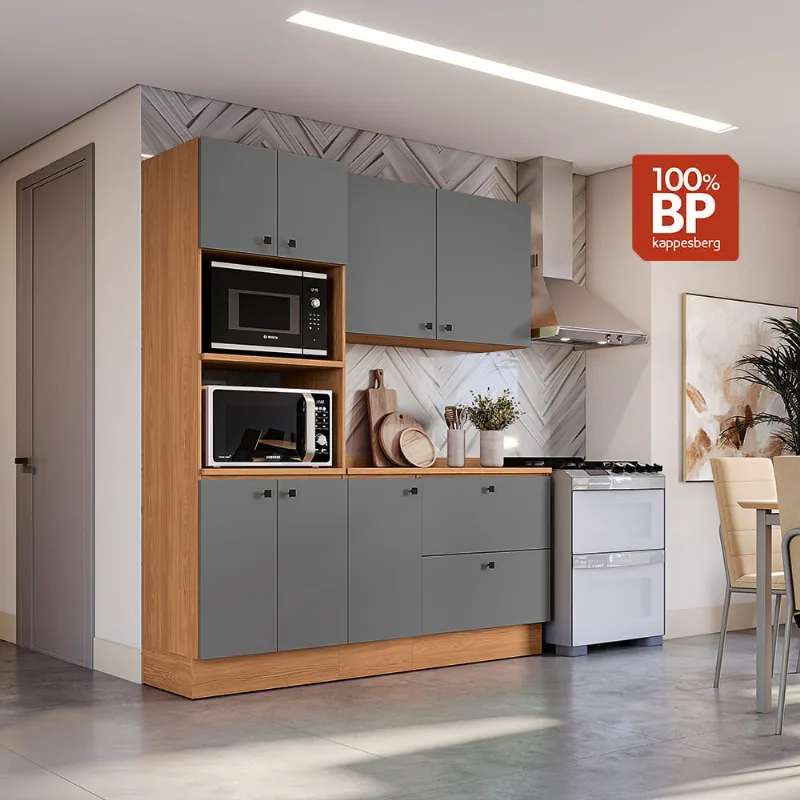 Armário de Cozinha Compacta Torre Quente 190cm Tapajós/Cinza Sagrado Pixel Kappesberg