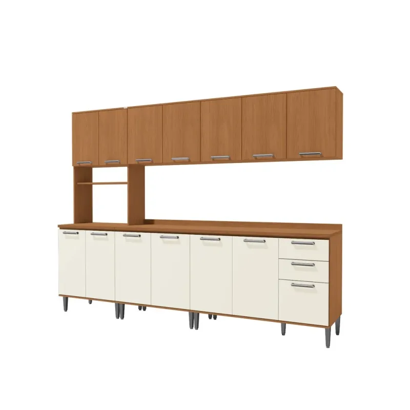 Cozinha Completa Linna CB1357-CNOW/CB1358-CNOW/T726-CNOW/T731-CN/T733-CN Canela/Off White - Kappesberg