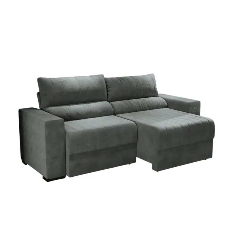 Estofado Piero Retrátil Reclinável S1007N-2-A050 Veludo Deluxe Titânio - Kappesberg