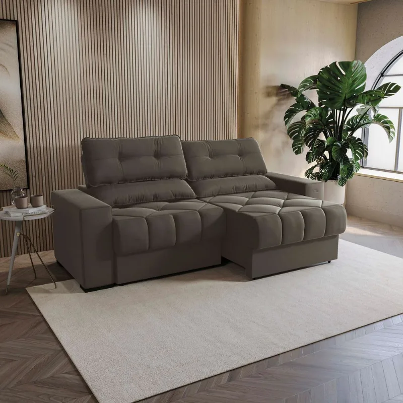 Sofá Retrátil Kappesberg Sander Suede Café