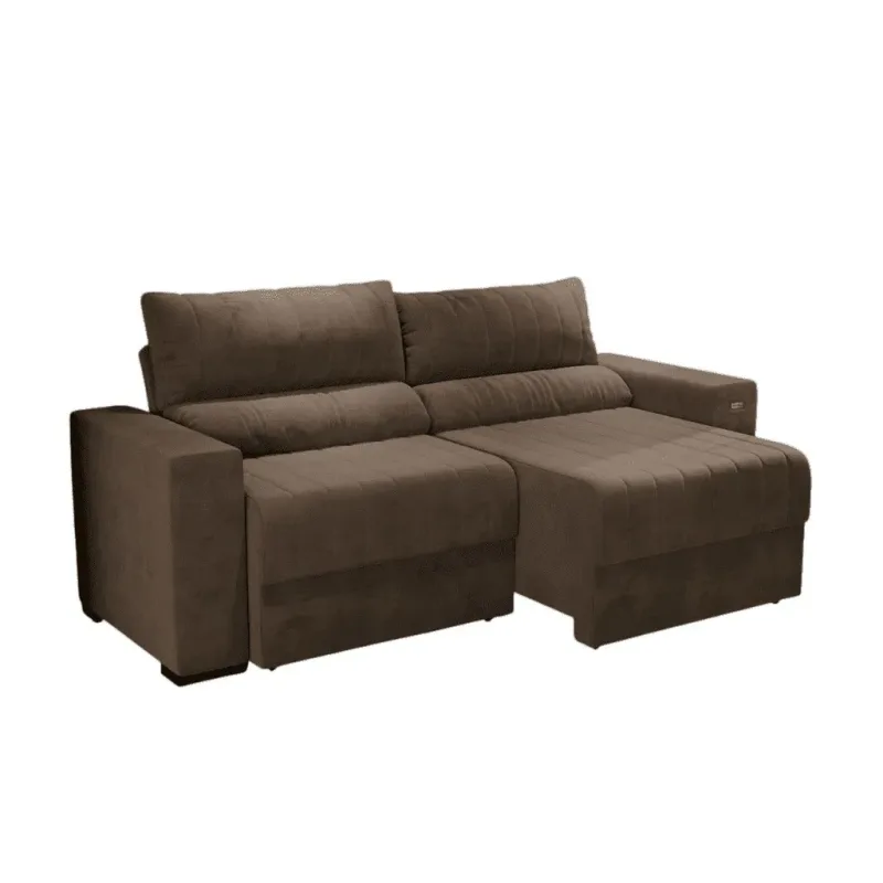 Estofado Piero Retrátil Reclinável S1007N-2-A033 Veludo Deluxe Marrom - Kappesberg