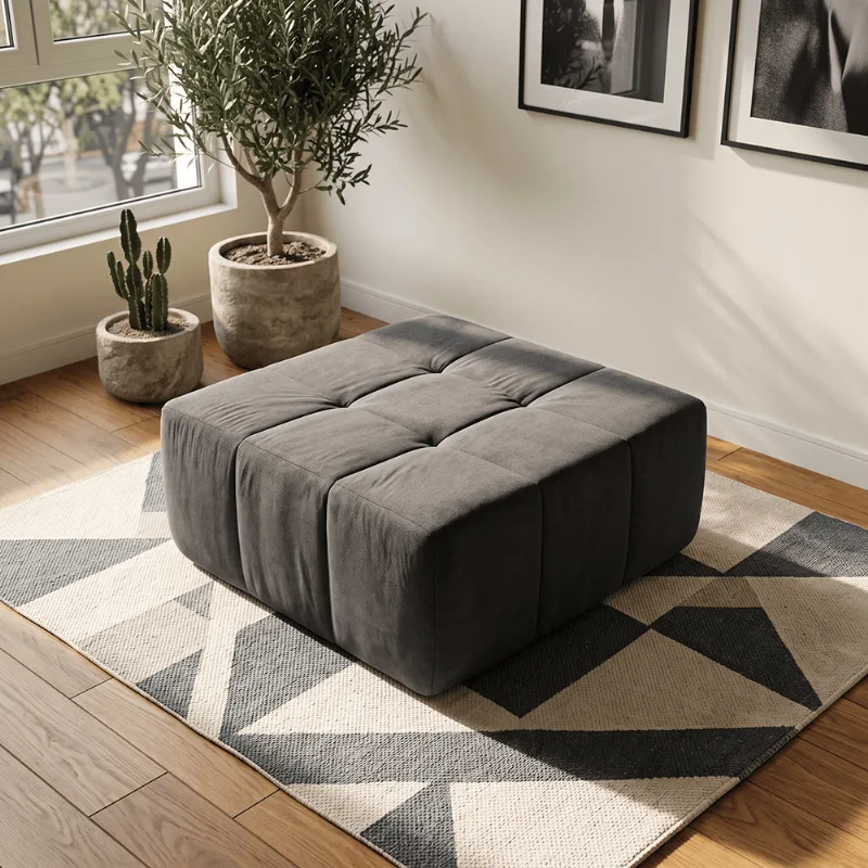 Puff para Apoio de Pés Modular 86cm Kappesberg Boucle Cinza