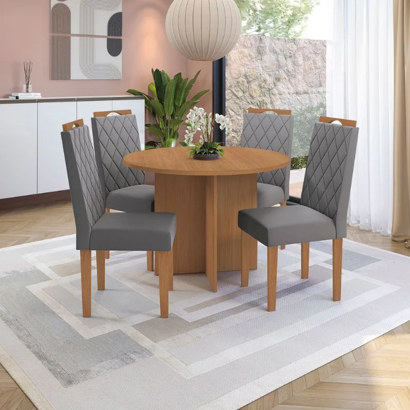 Conjunto Sala de Jantar Nira Kappesberg 4 Cadeiras Veludo Titanio