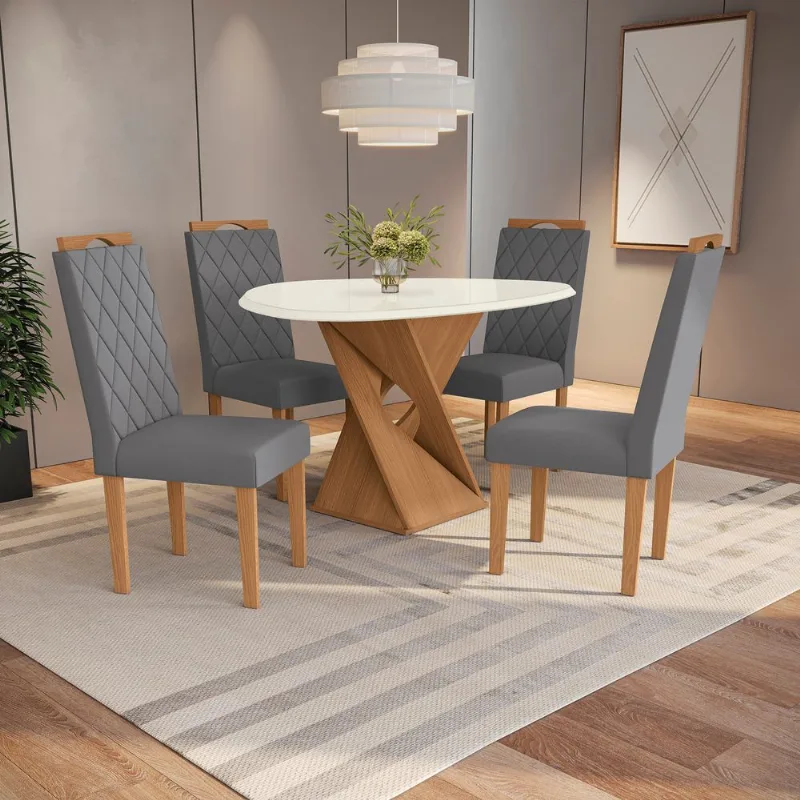 Conjunto Sala de Jantar Luna Kappesberg 4 Cadeiras Veludo Titanio