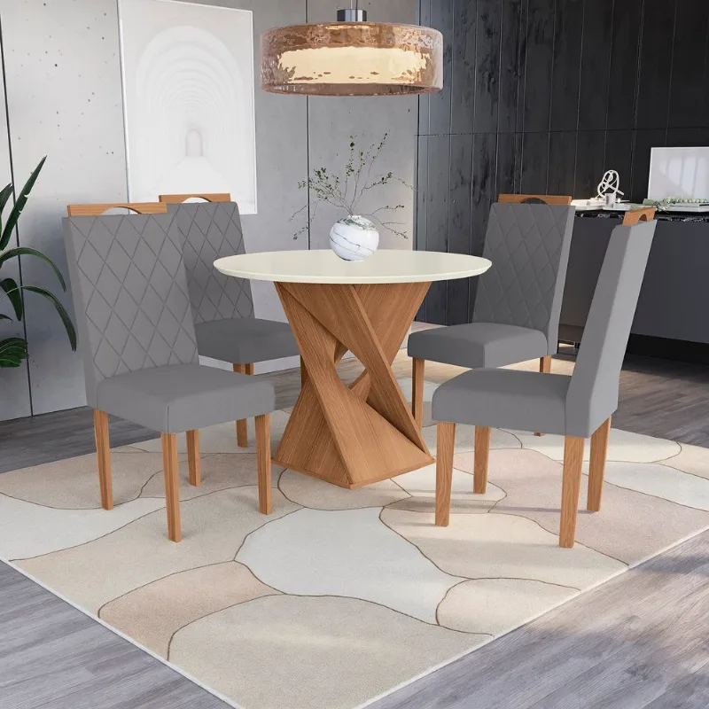 Conjunto Sala de Jantar Luna Kappesberg 4 Cadeiras Veludo Titanio