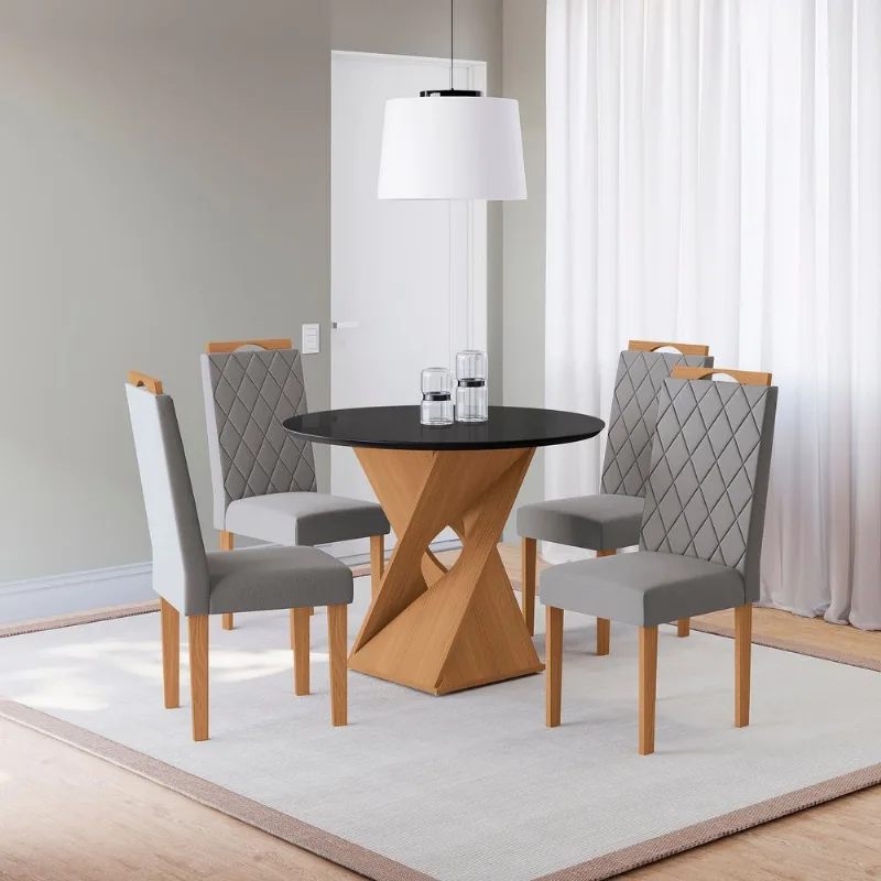 Conjunto Sala de Jantar Luna Kappesberg 4 Cadeiras Veludo Titanio