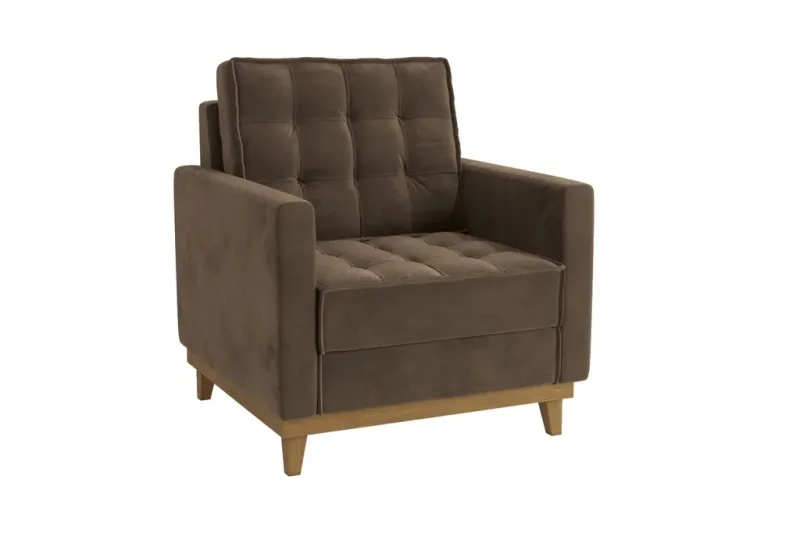 Poltrona Évora New Tecido POL023N A033E Veludo Deluxe Marrom - Kappesberg