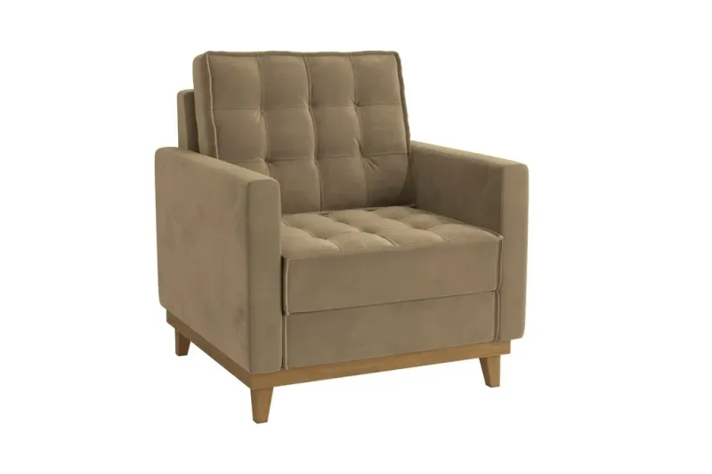 Poltrona Évora New Tecido POL023N A036E Veludo Deluxe Bege - Kappesberg