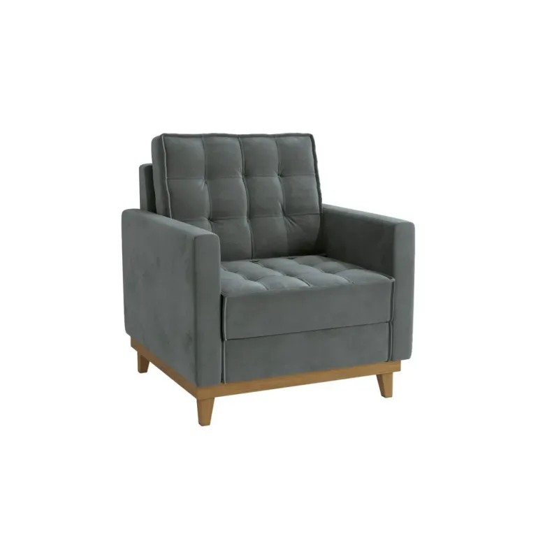 Poltrona Évora New Tecido POL023N A050E Veludo Deluxe Titânio - Kappesberg