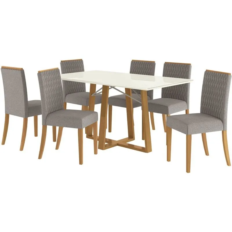 Sala de Jantar 7 Peças Kappesberg Cor Canela Com Gelo CSJ376CA-A077