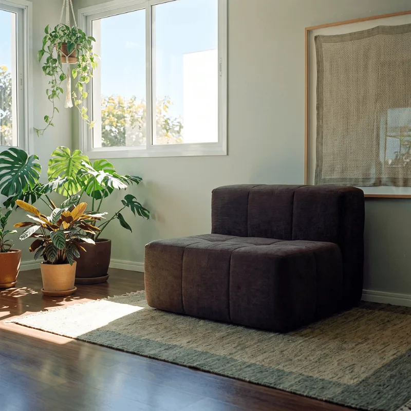 Sofá Modular Central 1 Lugar 84cm Kappesberg Boucle Marrom