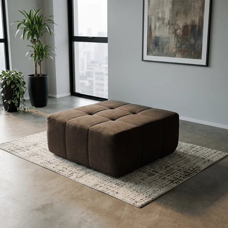 Puff para Apoio de Pés Modular 86cm Kappesberg Boucle Marrom