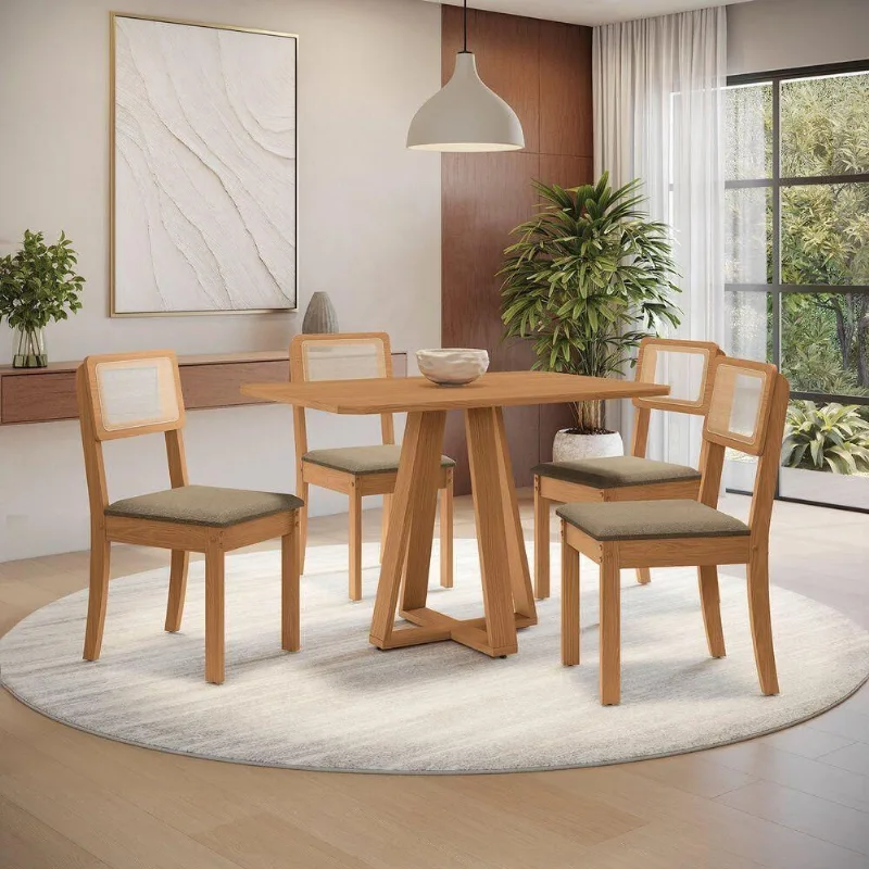 Mesa de Jantar Gardeni 4 Lugares Quadrada Tampo MDP 120CM Café Kappesberg