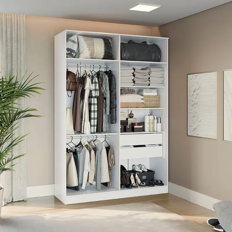 Guarda-Roupa Sem Portas Closet 2 Gavetas Kappesberg Adapt Branco 158cm