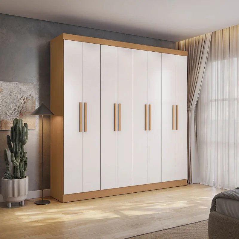 Guarda Roupas Casal 8 Portas 4 Gavetas Kappesberg Tapajós/Branco 218cm