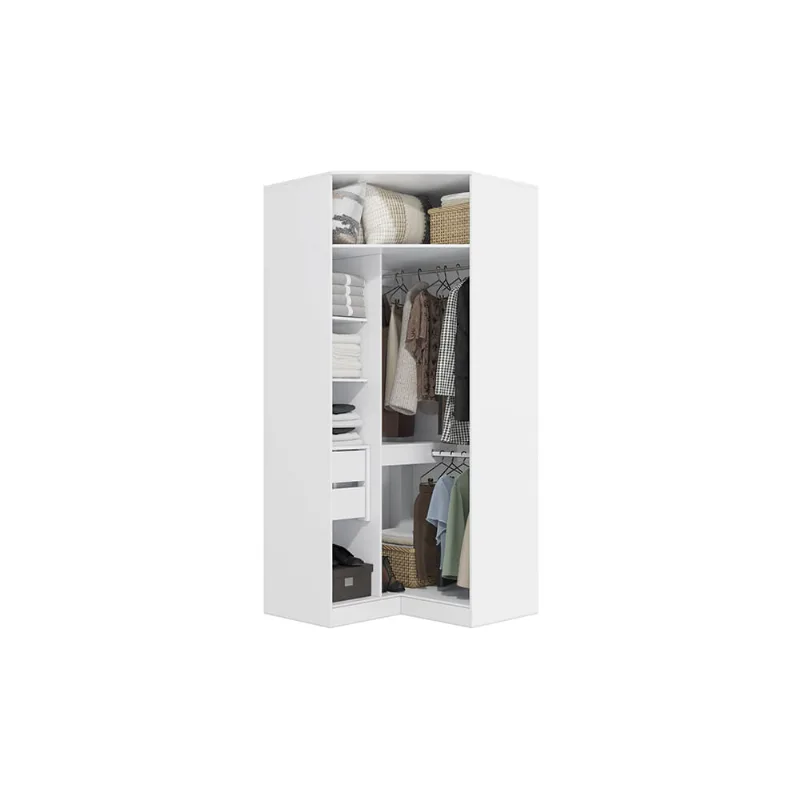 Guarda-Roupa de Canto Sem Portas Closet Kappesberg Adapt Branco 105cm