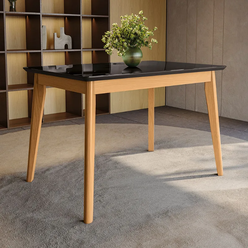 Mesa de Jantar em Madeira Maciça Kappesberg Canela/Preto Fosco 120cm - Kappesberg