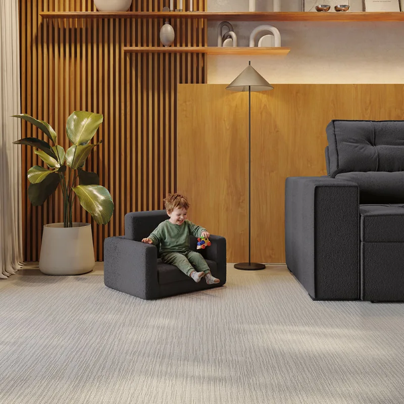 Mini Poltrona Infantil Multifuncional Kappesberg Bouclé Chumbo