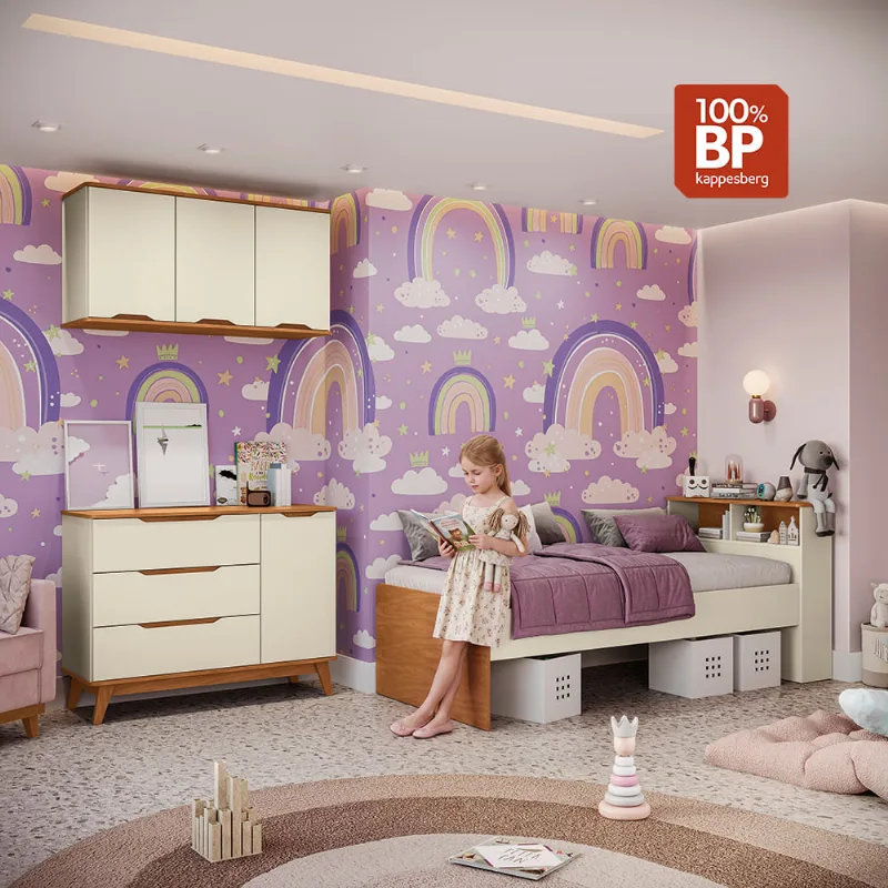 Quarto Infantil com Aéreo 3 Peças Crescer Kappesberg Argila/Jequetiba