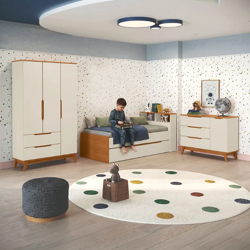 Quarto Infantil Completo 4 Peças Crescer Kappesberg Argila/Jequetiba