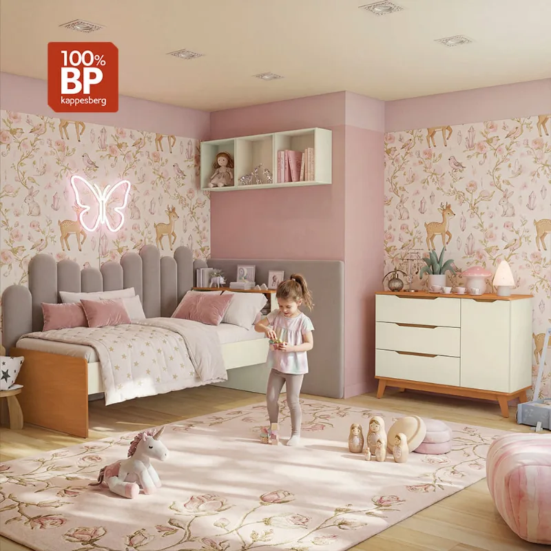 Quarto Infantil com 3 Nichos 5 Peças Crescer Kappesberg Argila/Jequetiba