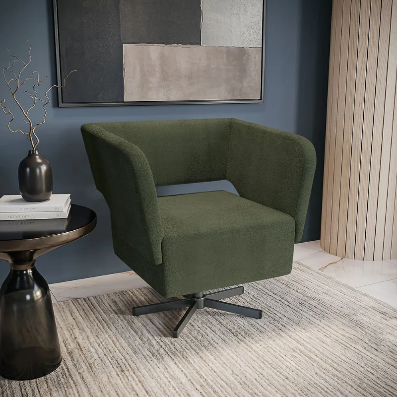 Poltrona Giratória Celine Suede Mescla Verde Kappesberg