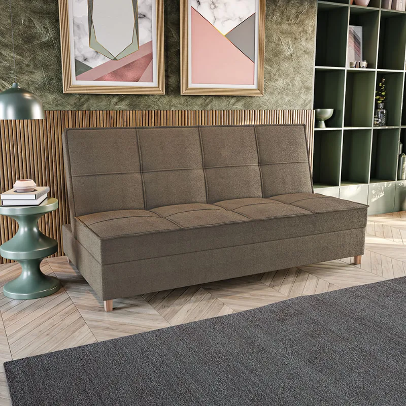Sofá Cama Vision 185cm Suede Mescla Taupe Kappesberg
