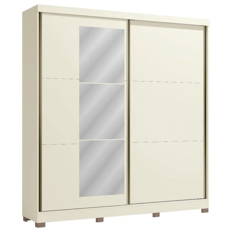 Roupeiro 2 Portas e 6 Gavetas Kappesberg com Espelhos Canela com Off White CB01T592