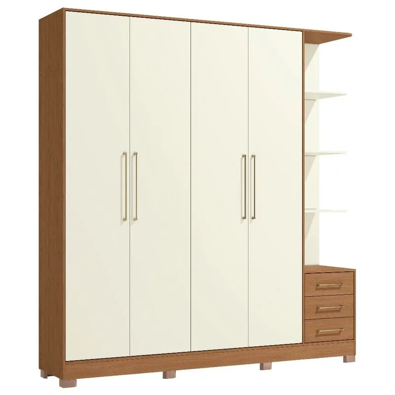 Guarda Roupa 4 Portas 5 Gavetas Kappesberg Canela Com Off White CB03T593