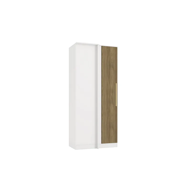 Guarda-Roupa de Canto Reto 1 Porta Kappesberg Adapt Branco/Nogueira