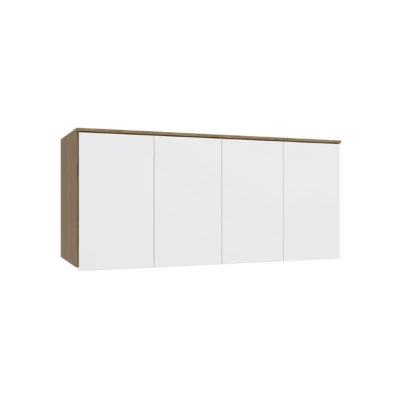 Armário Aéreo 4 Portas Kappesberg Adapt Nogueira/Branco 155cm - Kappesberg