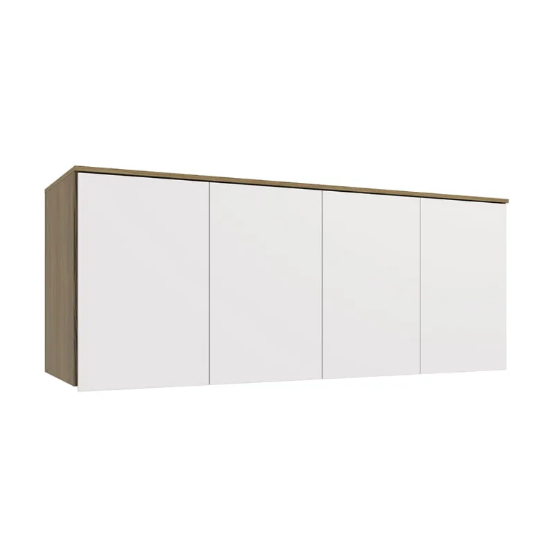 Armário Aéreo 4 Portas Kappesberg Adapt Nogueira/Branco 175cm - Kappesberg