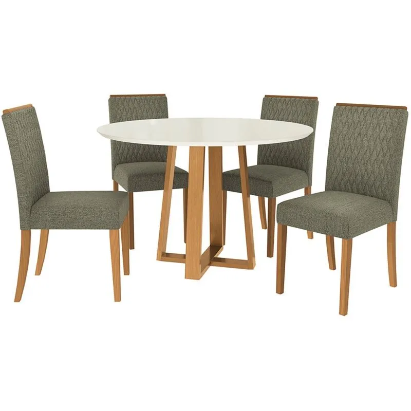 Sala de Jantar 5 Peças Kappesberg Cor Canela com Verde e Gelo CSJ446CA-A086