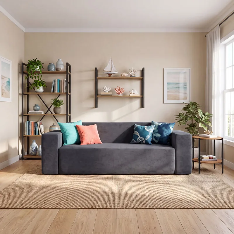 Sofá 3 Lugares Kappesberg 236cm Boucle Cinza