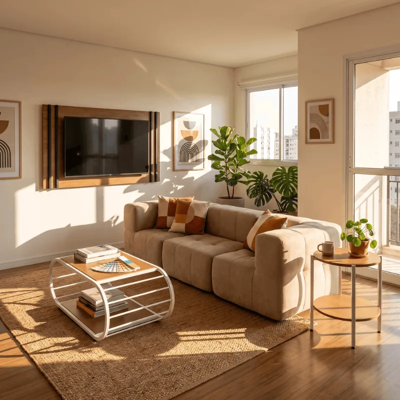 Sofá Modular 3 Lugares com 2 Cantos Kappesberg Boucle Bege