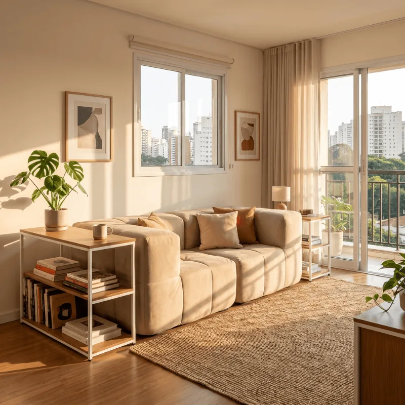 Sofá Modular 2 Lugares com 2 Cantos Kappesberg Boucle Bege