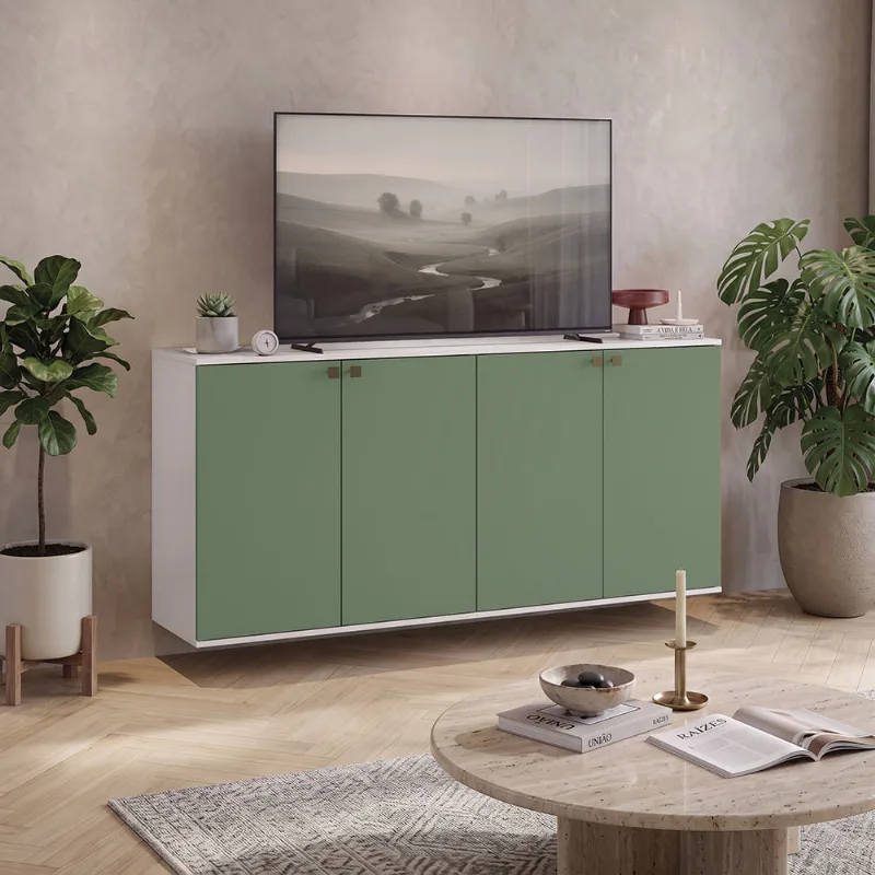 Rack Suspenso p/ TV até 60 Pol. Branco/Verde Celeste Kappesberg
