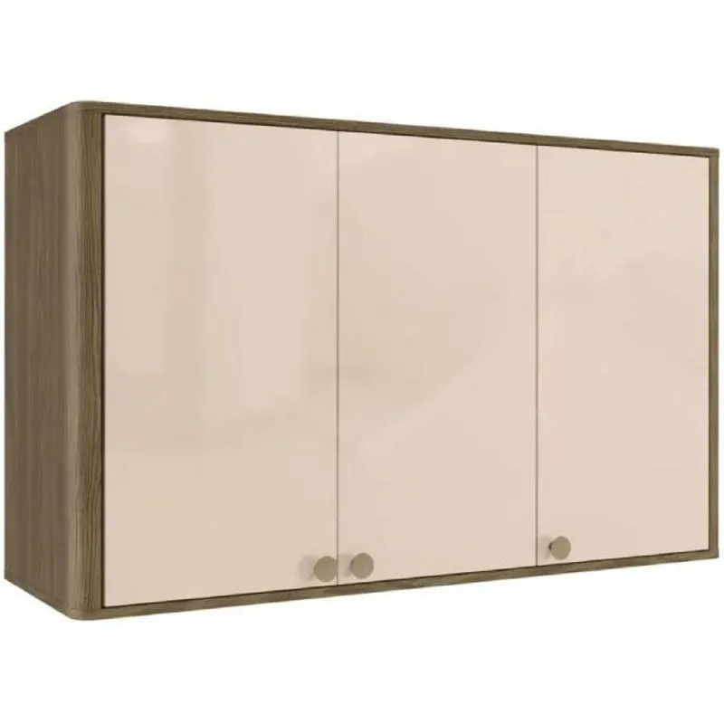 Aereo Mdf Curve 120 3 Portas Nogueira Macadamia N646 - Kappesberg