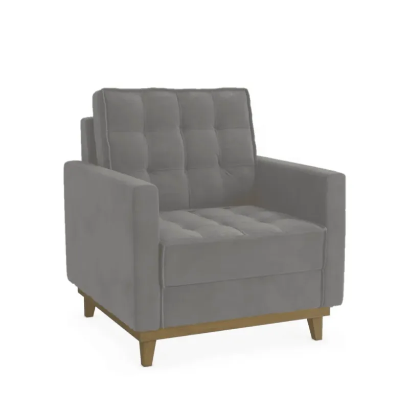 Poltrona Évora Tecido A050 Veludo Deluxe Titânio - Kappesberg