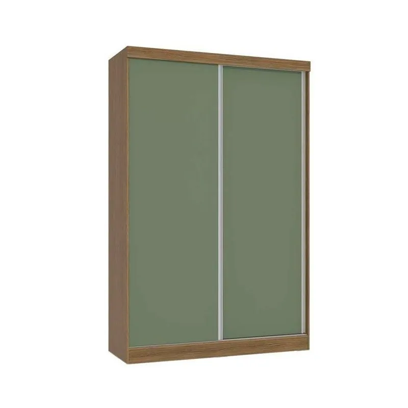 Guarda Roupa Solteiro 2 Portas De Correr E 2 Gavetas N571 Nogueira-verde Oliva - Kappesberg
