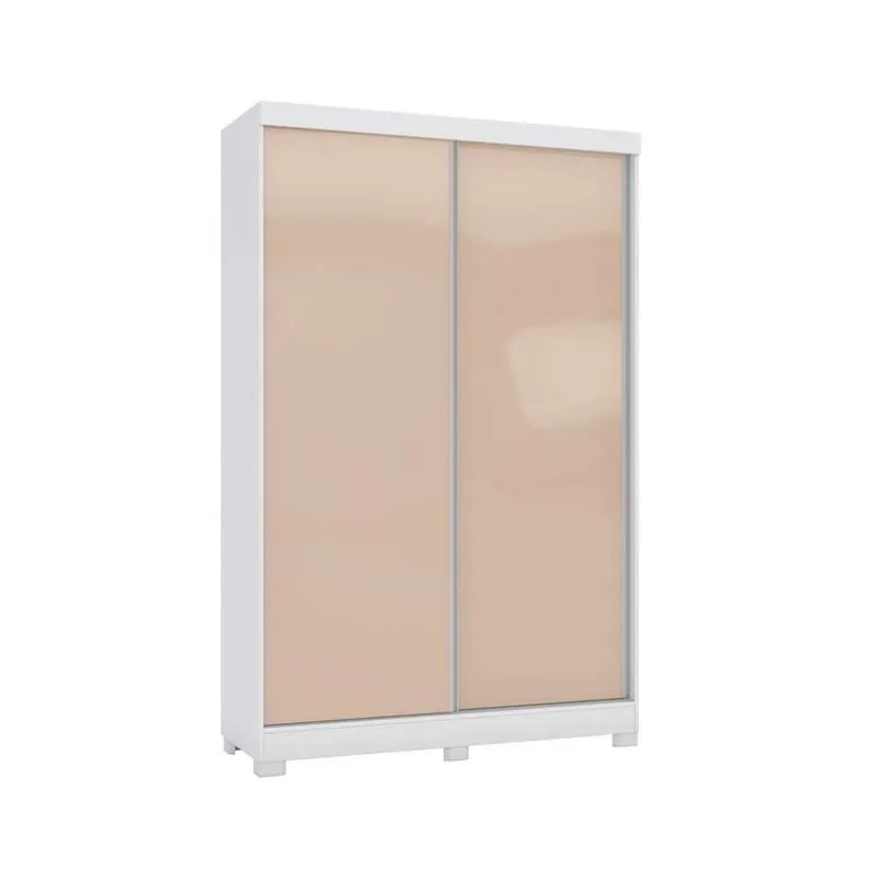 Guarda Roupa Solteiro 2 Portas de Correr e 2 Gavetas c/ Pés CB02N571 Flex Branco/Branco ou Macadamia - Kappesberg