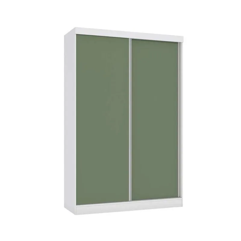 Guarda Roupa Solteiro 2 Portas de Correr e 2 Gavetas N571 Flex Branco/Nogueira ou Verde - Kappesberg