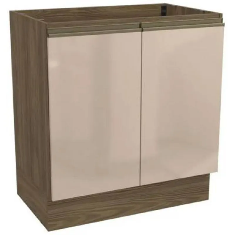 Balcao Mdf Curve 2 Portas 80 Nogueira Macadamia - Kappesberg