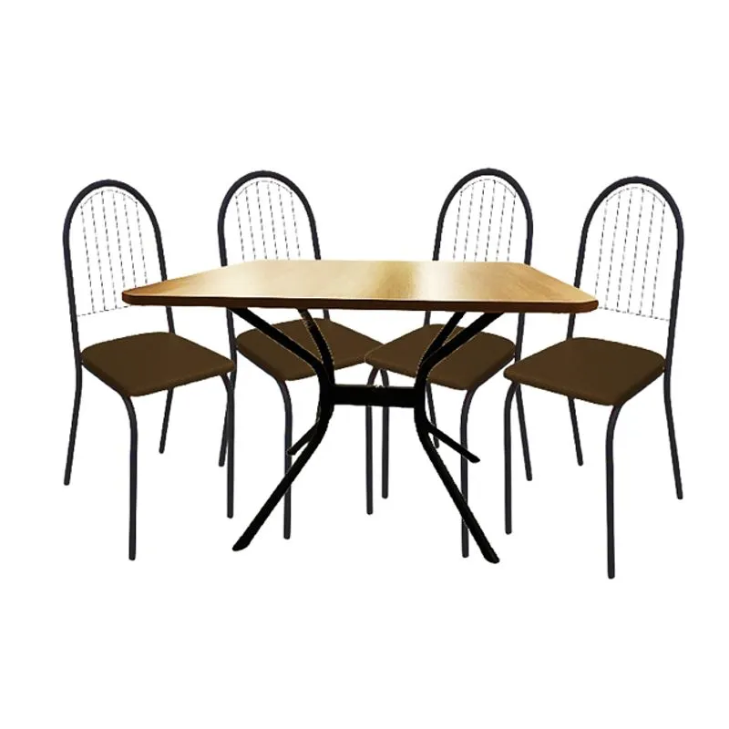 Conjunto Mesa 4 Cadeiras, Preto Fosco - Kappesberg